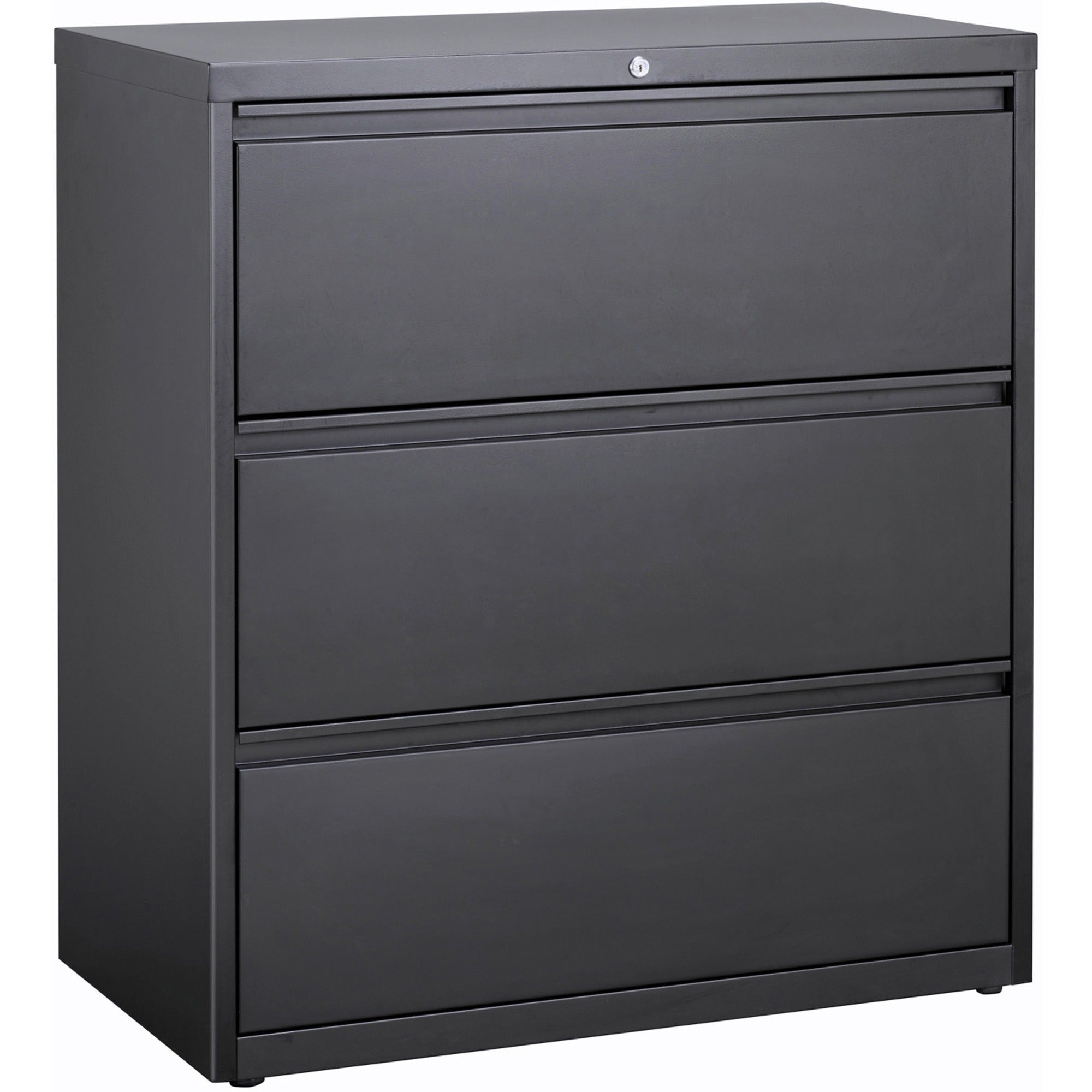 Lorell Fortress Series Lateral File, 3-Drawer, 36"W x 18.8"D x 40.1"H, Charcoal, Steel, 1 Each