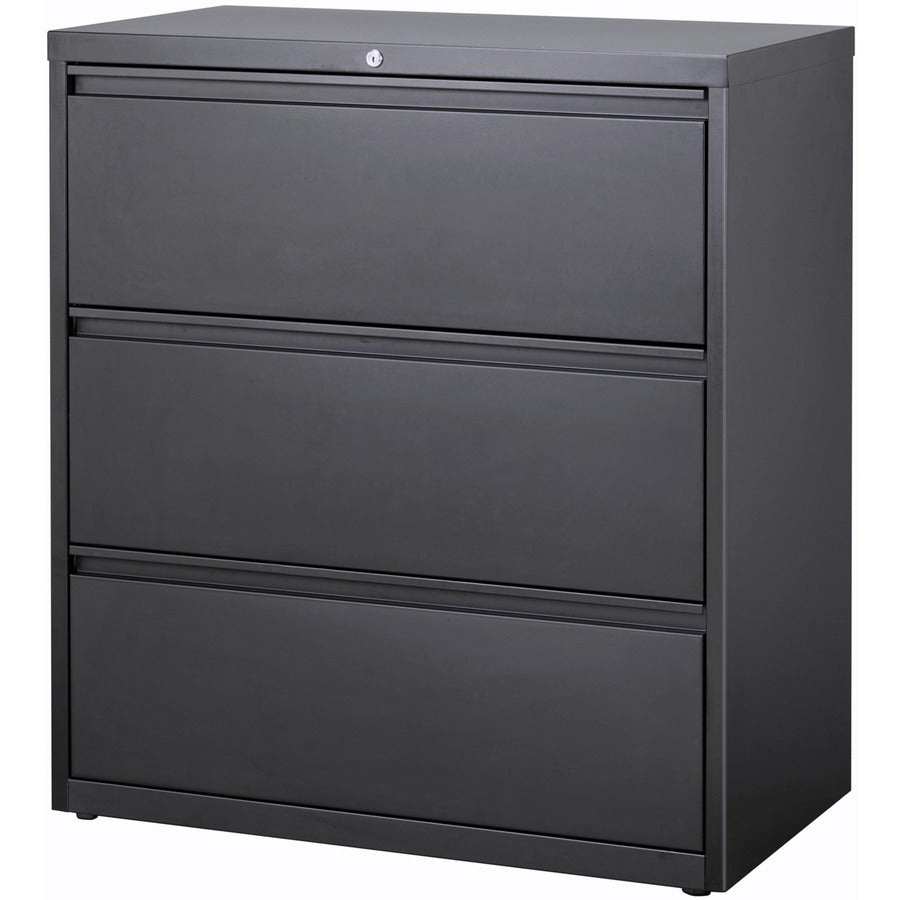 Lorell Fortress Series Lateral File, 3-Drawer, 36"W x 18.8"D x 40.1"H, Charcoal, Steel, 1 Each