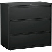 Lorell Fortress Series Lateral File, 3-Drawer, 42"W x 18.8"D x 40.1"H, Charcoal, Steel, Recycled Content, Anti-tip, Security Lock, Ball Bearing Slides, Magnetic Label Holders, 1 Each