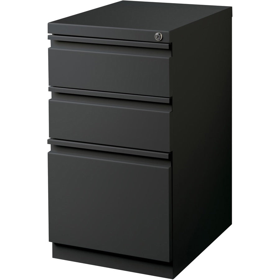 Lorell Fortress 20" Mobile File Cabinet, 3 Drawers, Full-Width Pull, Charcoal, Steel, 15"W x 19.9"D x 27.7"H, 1 Each