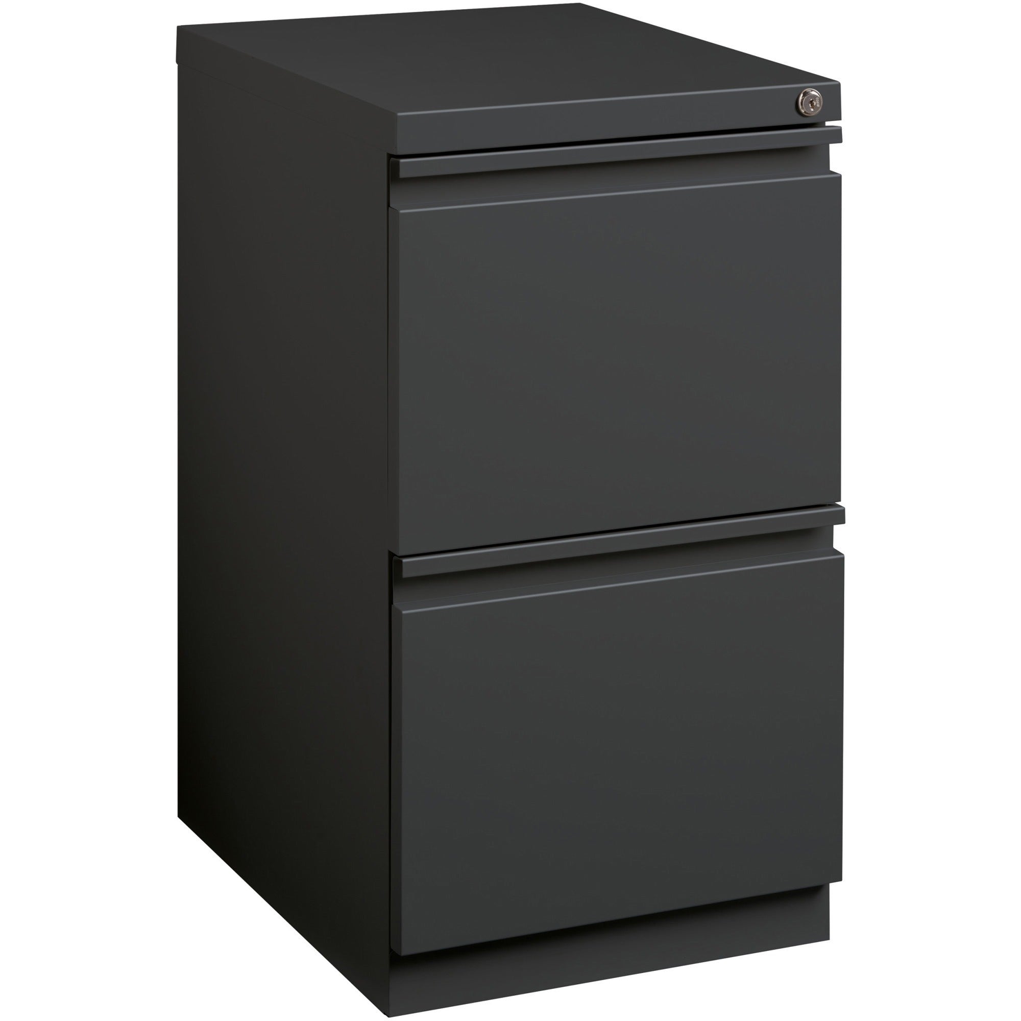 Lorell Fortress 20" Mobile File Cabinet, 2-Drawer, Letter Size, Full-Width Pull, Charcoal, Steel, 1 Each