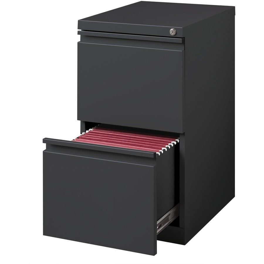 Lorell Fortress 20" Mobile File Cabinet, 2-Drawer, Letter Size, Full-Width Pull, Charcoal, Steel, 1 Each