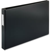 Business Source Tabloid-Size Round Ring Reference Binder, 1" Capacity, 11" x 17", Black, Recycled, Durable, Label Holder, 1 Each