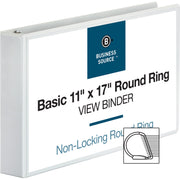Business Source Tabloid-Size Round Ring Reference Binder, 2" Capacity, 11" x 17", White, Clear Overlay, Recycled, 1 Each