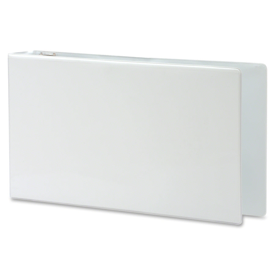 Business Source Tabloid-Size Round Ring Reference Binder, 2" Capacity, 11" x 17", White, Clear Overlay, Recycled, 1 Each