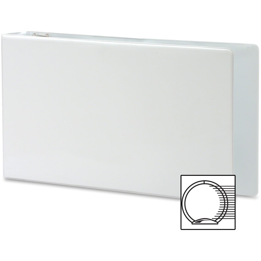 Business Source Tabloid-Size Round Ring Reference Binder, 2" Capacity, 11" x 17", White, Clear Overlay, Recycled, 1 Each