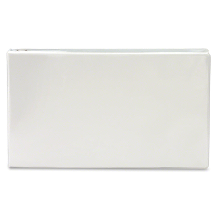 Business Source Tabloid-Size Round Ring Reference Binder, 2" Capacity, 11" x 17", White, Clear Overlay, Recycled, 1 Each