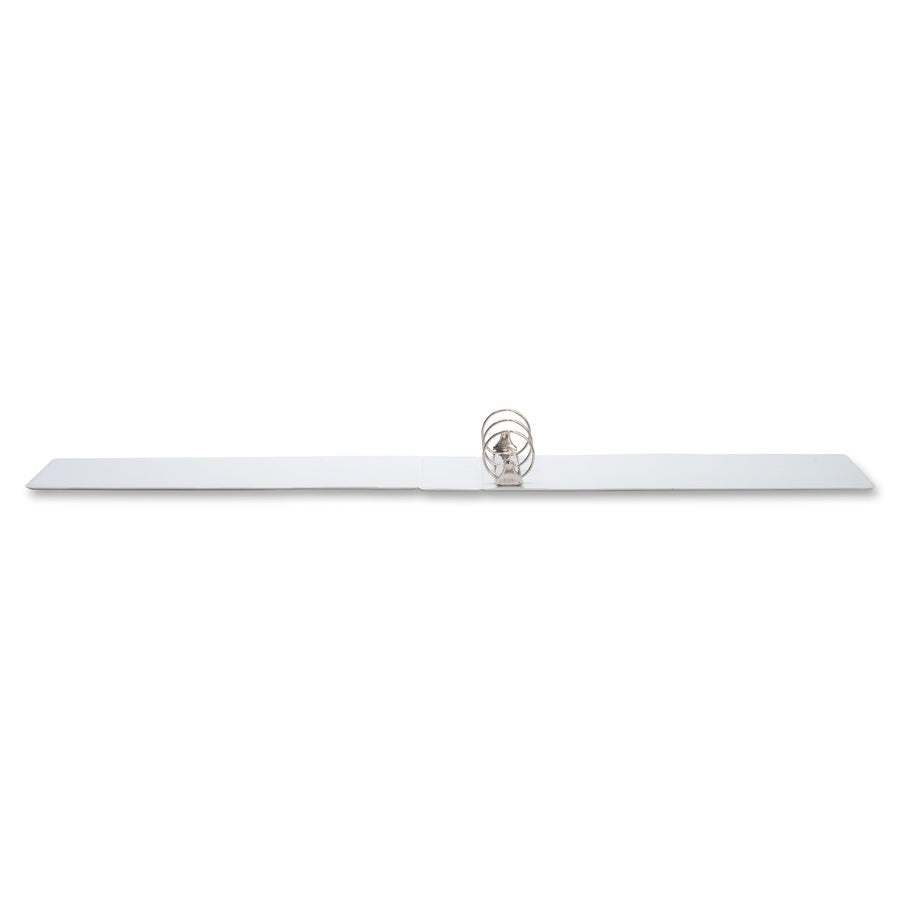 Business Source Tabloid-Size Round Ring Reference Binder, 3" Capacity, 11" x 17", White, Durable, Clear Overlay, Recycled, 1 Each