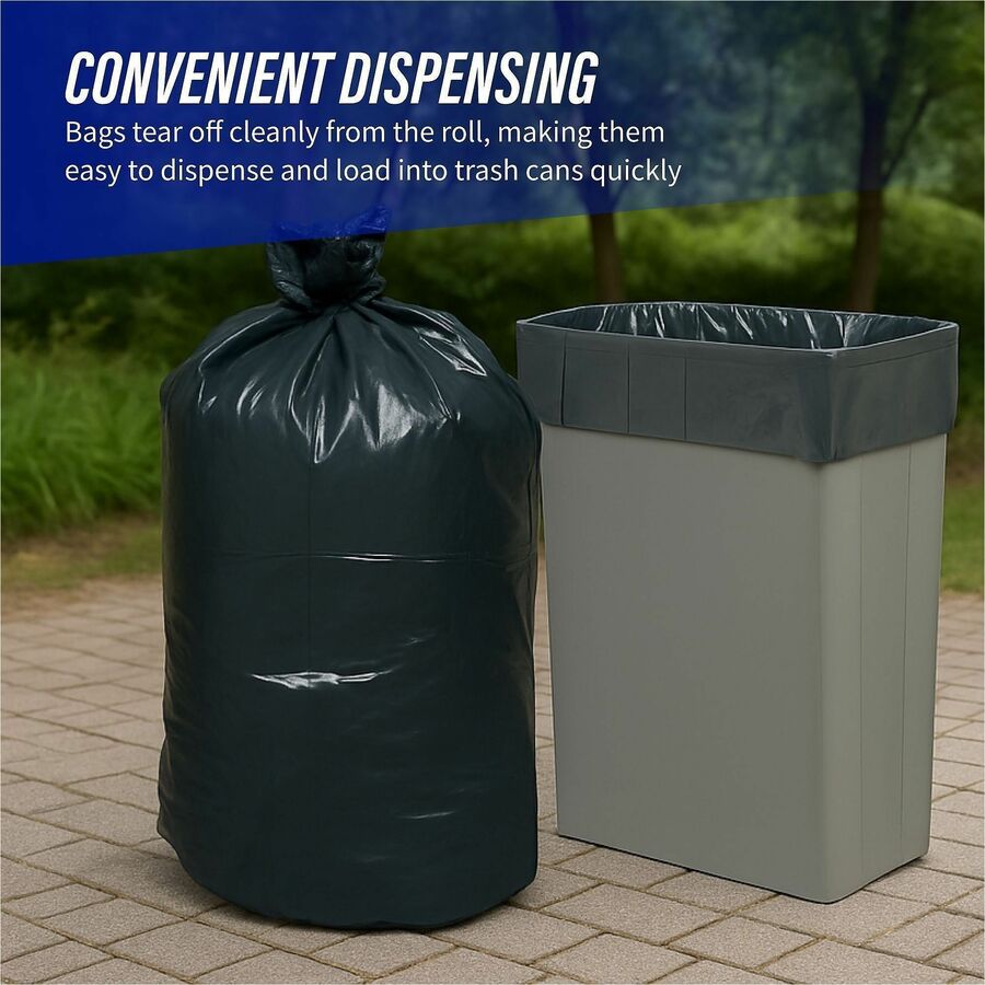 Genuine Joe Slim Jim 23-Gallon Can Liners, Medium Size, 43" x 28.5", Low Density, Black, Recycled, 1 Carton
