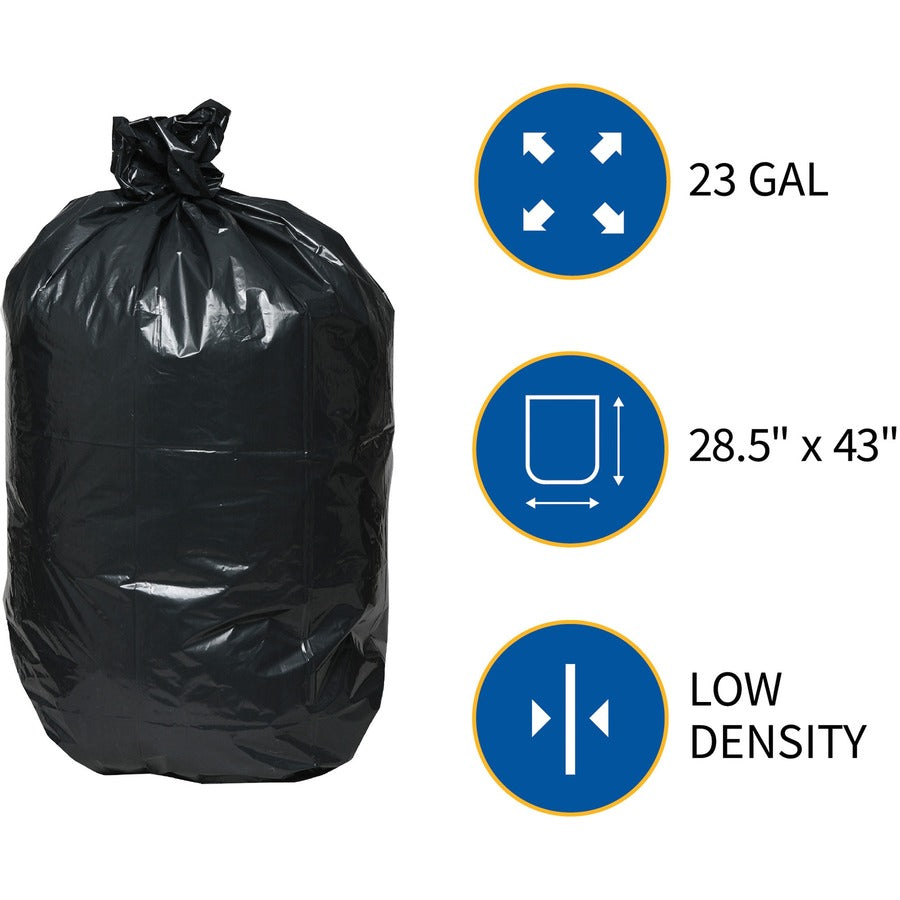 Genuine Joe Slim Jim 23-Gallon Can Liners, Medium Size, 43" x 28.5", Low Density, Black, Recycled, 1 Carton