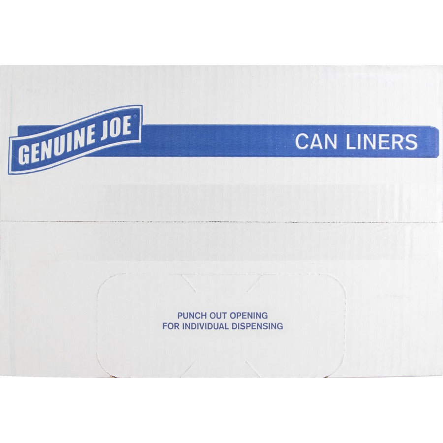Genuine Joe Slim Jim 23-Gallon Can Liners, Medium Size, 43" x 28.5", Low Density, Black, Recycled, 1 Carton