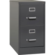 Lorell Fortress Series 26.5" Vertical File Cabinet, 2 Drawers, Letter Size, Steel, Charcoal, 1 Each