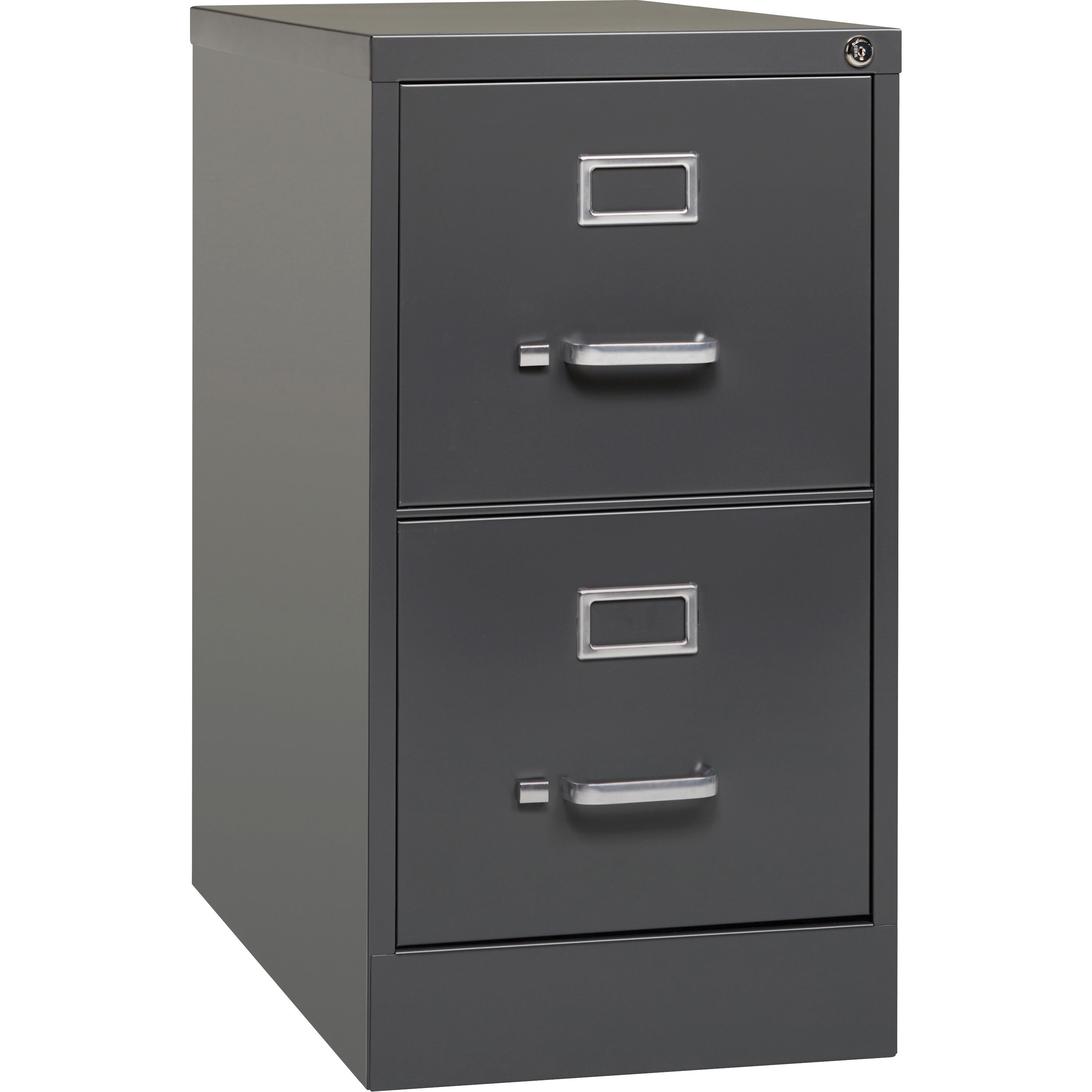 Lorell Fortress Series 26.5" Vertical File Cabinet, 2 Drawers, Letter Size, Steel, Charcoal, 1 Each