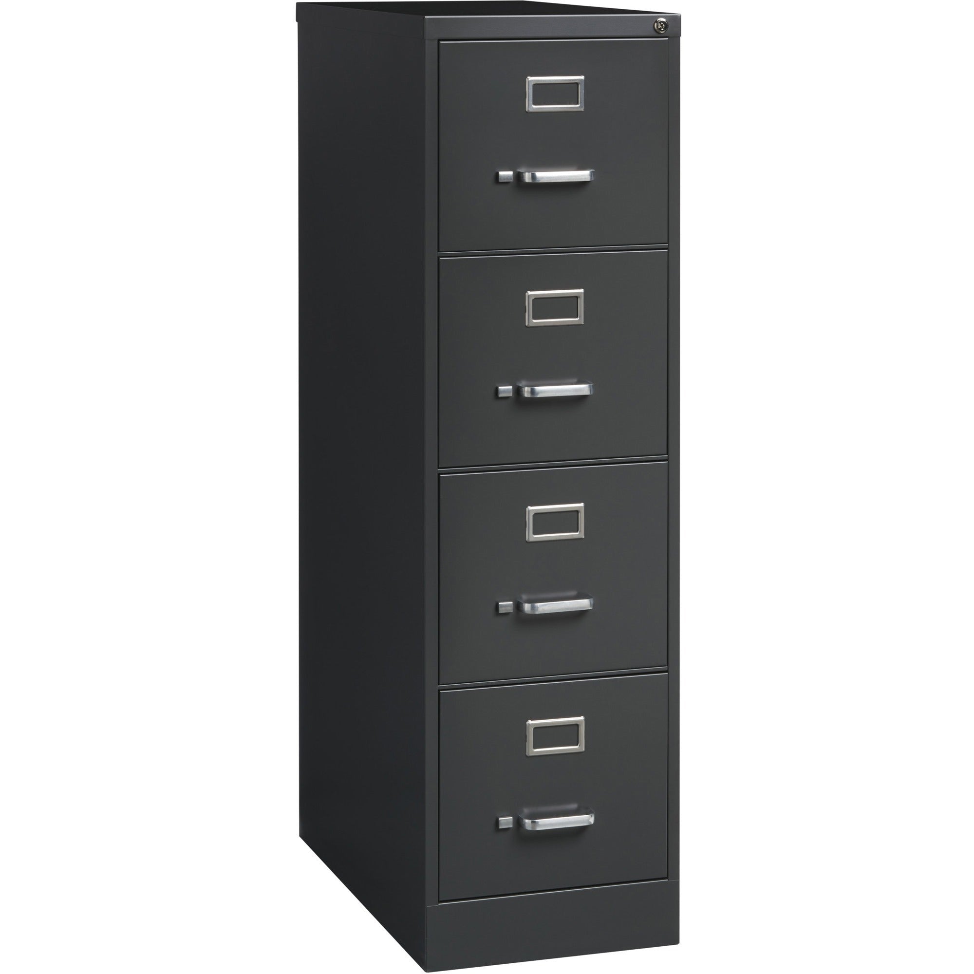 Lorell Fortress Series 4-Drawer Vertical File Cabinet, 15" x 26.5" x 52", Charcoal, Steel, Letter Size, 1 Each