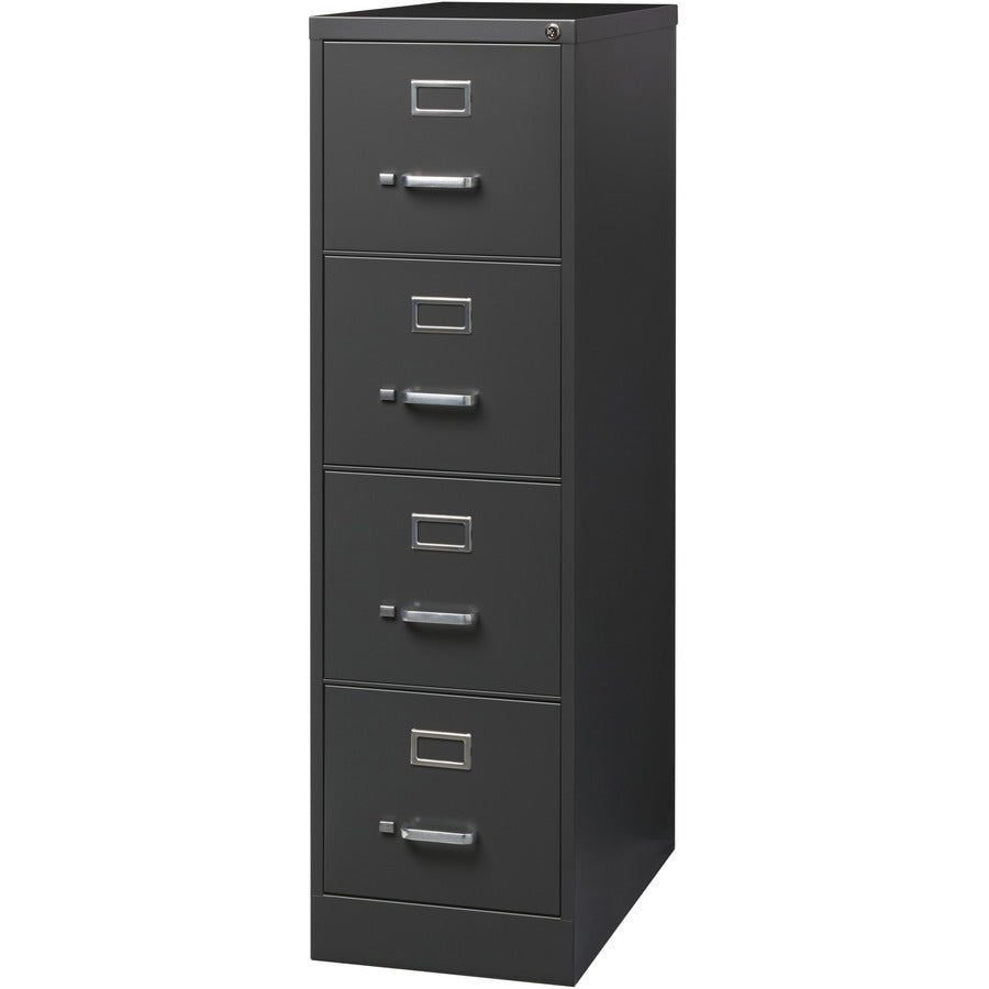 Lorell Fortress Series 4-Drawer Vertical File Cabinet, 15" x 26.5" x 52", Charcoal, Steel, Letter Size, 1 Each