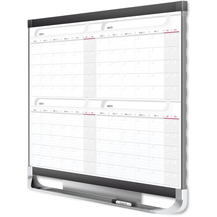 Monthly - 4 Month - Graphite, White - Steel - 36" Height x 48" Width - Marker Tray, Durable, Ghost Resistant, Stain Resistant, Magnetic, Maintenance Schedule, Mountable - 1 Each - TAA Compliant