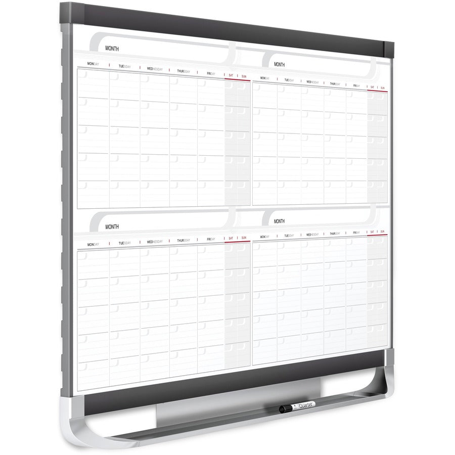 Monthly - 4 Month - Graphite, White - Steel - 36" Height x 48" Width - Marker Tray, Durable, Ghost Resistant, Stain Resistant, Magnetic, Maintenance Schedule, Mountable - 1 Each - TAA Compliant