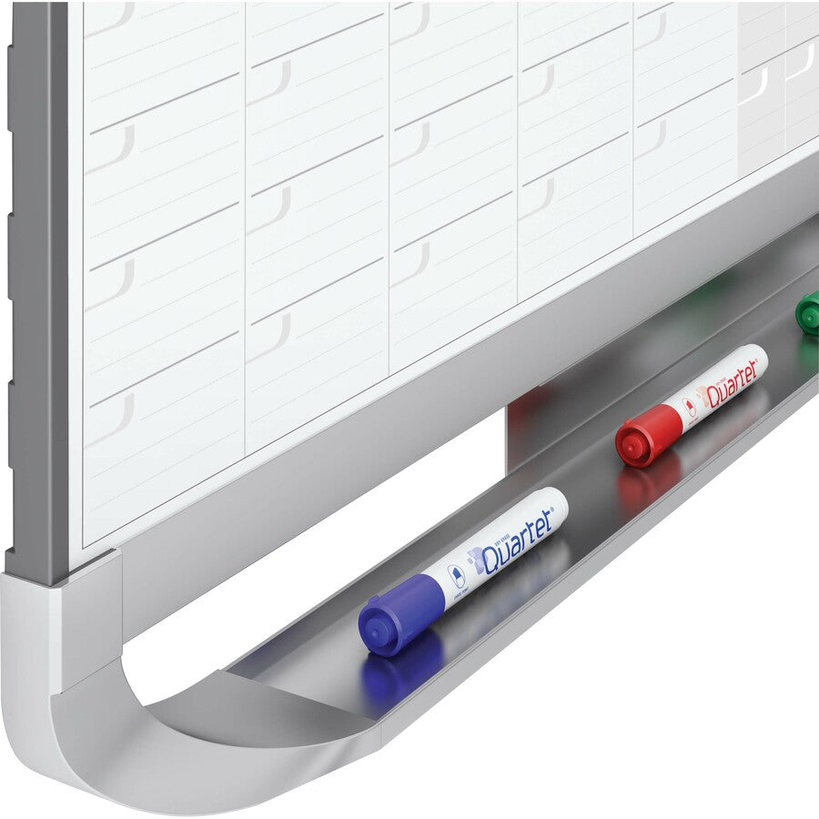 Monthly - 4 Month - Graphite, White - Steel - 36" Height x 48" Width - Marker Tray, Durable, Ghost Resistant, Stain Resistant, Magnetic, Maintenance Schedule, Mountable - 1 Each - TAA Compliant