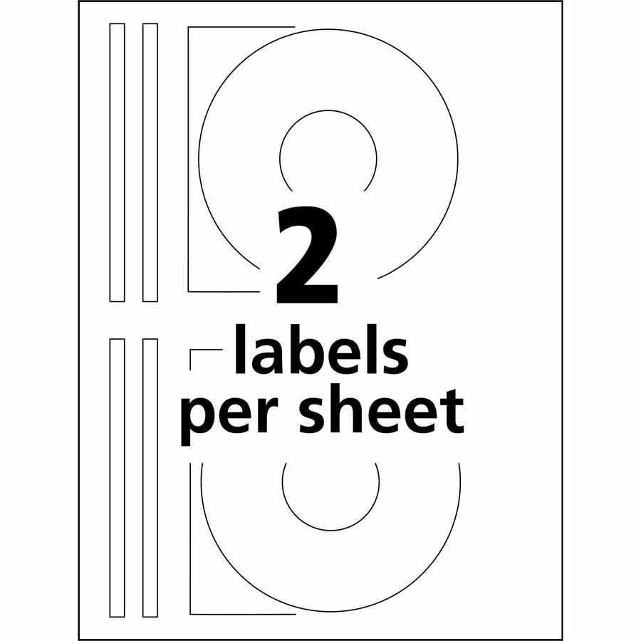 Avery Optical Disc Labels, Glossy White, Permanent Adhesive, Inkjet/Laser Compatible, 2 Labels per Sheet, 10 Sheets, 20 Labels per Pack