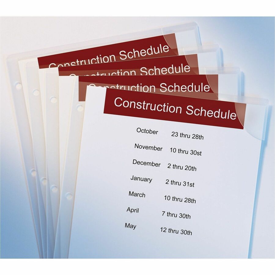 20 x Sheet Capacity - For Letter 8 1/2" x 11" Sheet - 3 x Holes - Ring Binder - Clear - Polypropylene, Plastic - 4 / Pack