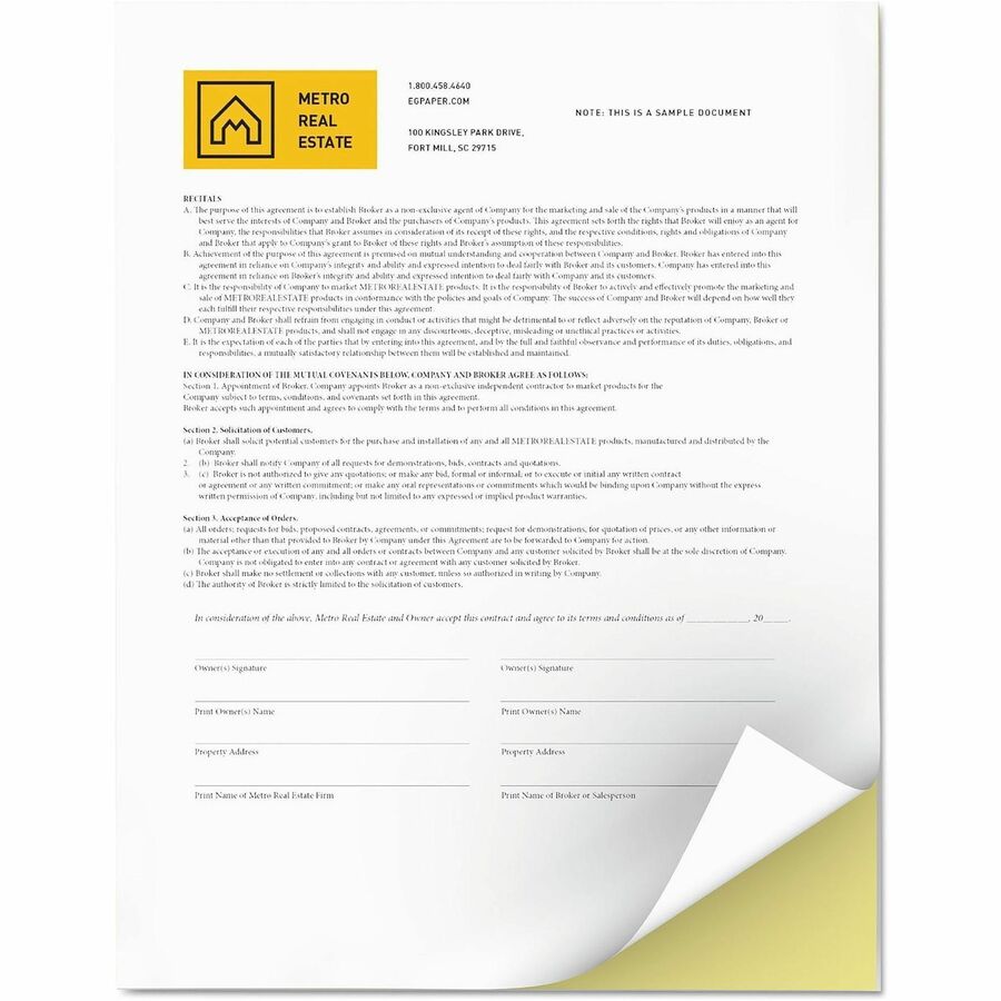 92 Brightness - 8 1/2" x 11" - Uncoated - Yellow, White - 250 / Pack