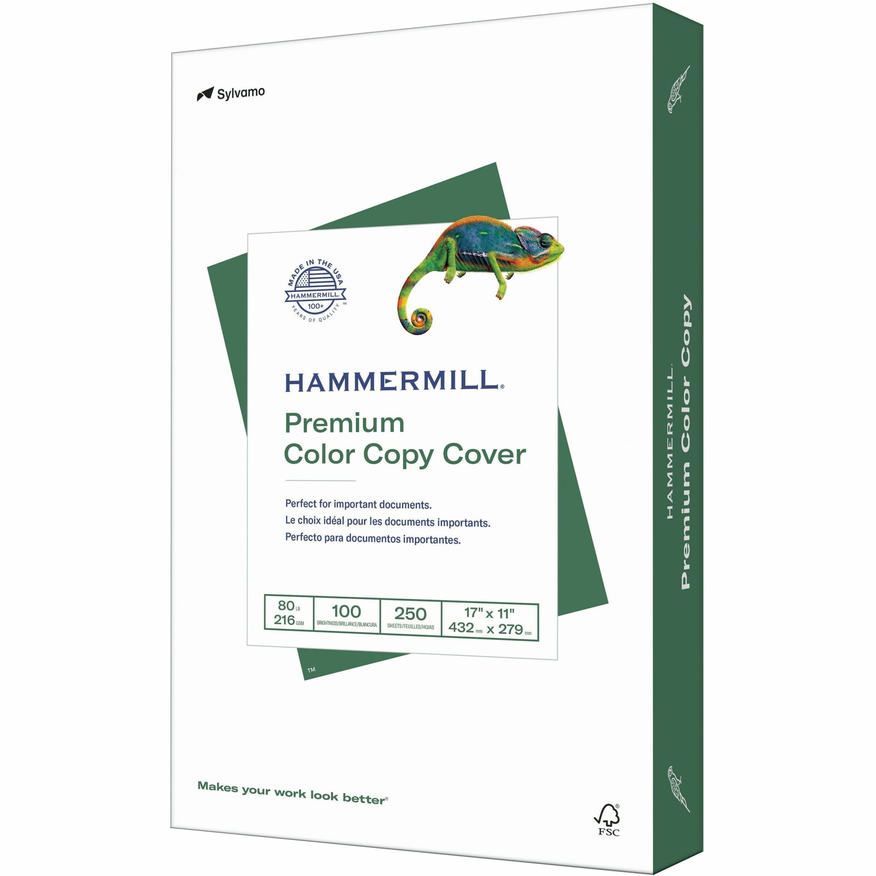 Hammermill Premium Color Copy Cover, White, 17" x 11", 80 lb, 100 Brightness, Super Smooth, Jam-free, Acid-free, Double-sided, 1 Pack