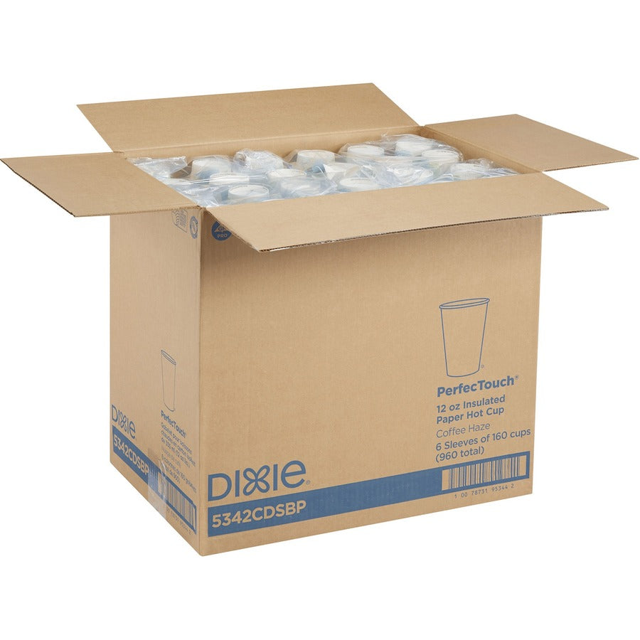 Dixie PerfecTouch 12 oz Insulated Paper Hot Coffee Cups, Assorted Colors, 160 Pack