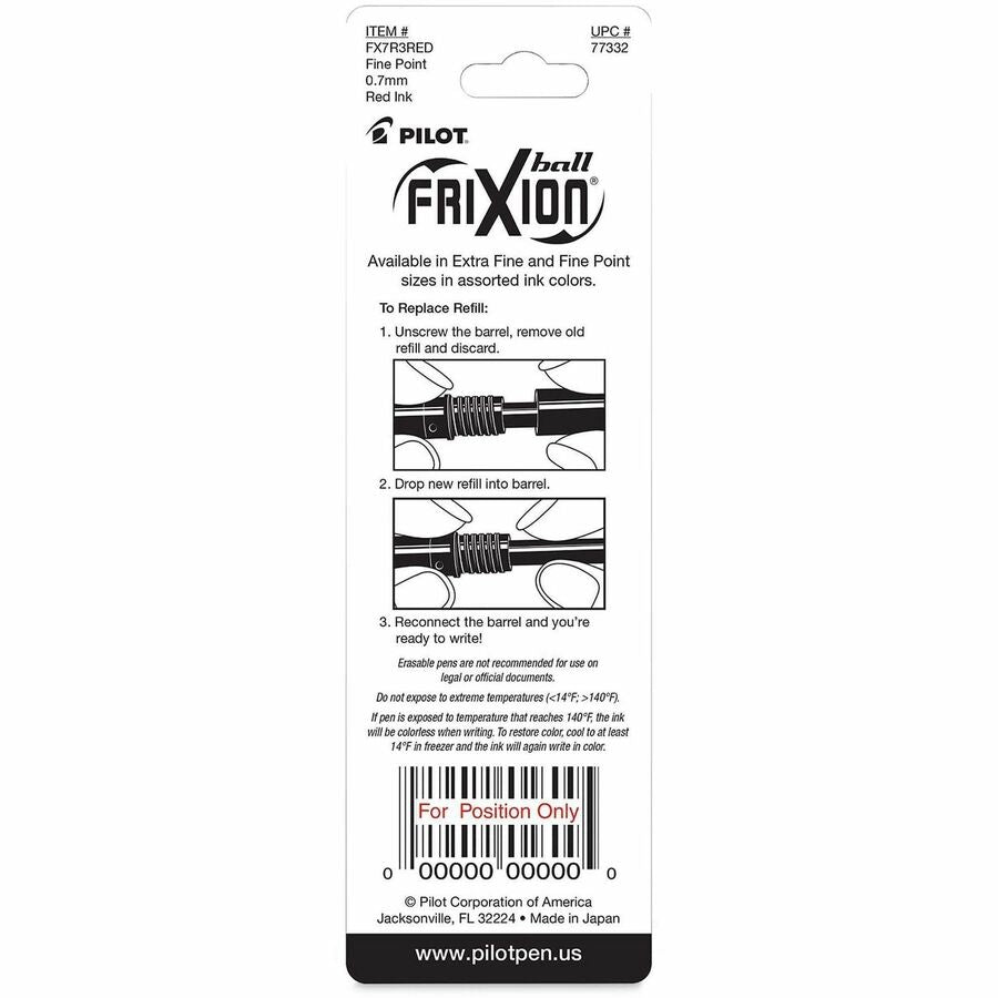 0.70 mm , Medium Point - Red Ink - Eco-friendly, Wear Resistant, Tear Resistant, Erasable - 3 / Pack