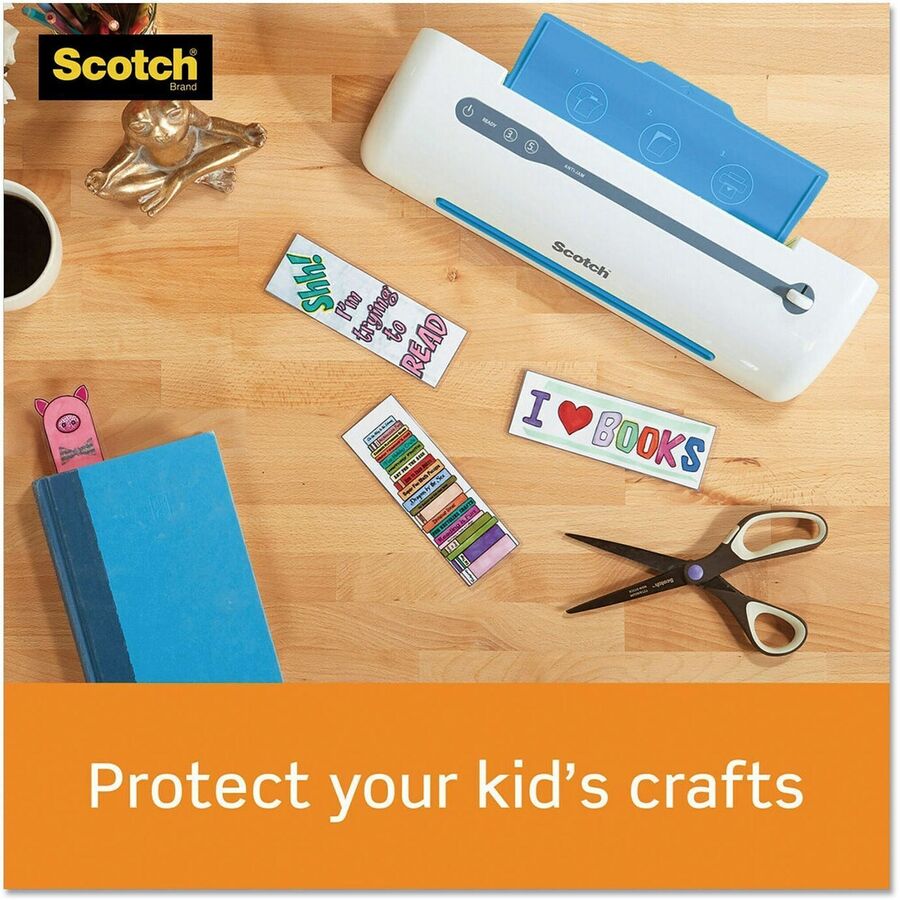 Scotch Thermal Laminating Pouches, 2.30" x 3.70", 5 mil, Glossy, Double Sided, Moisture Resistant, Photo-safe, Clear, 100 Pack