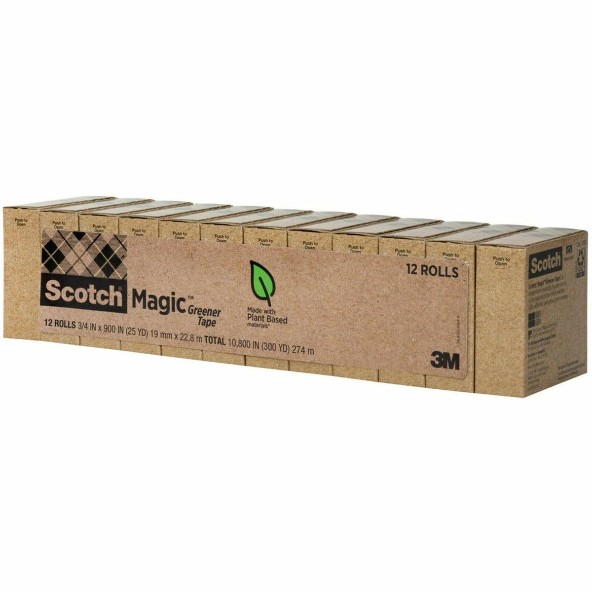 Scotch Magic Greener Tape, 0.75" x 25 yd, 1" Core, Matte, Clear, Split/Tear/Yellowing Resistant, 1 Pack