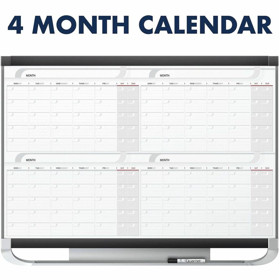 Monthly - 4 Month - White, Graphite - Steel - 24" Height x 36" Width - Magnetic, Durable, Ghost Resistant, Stain Resistant, Marker Tray, Maintenance Schedule