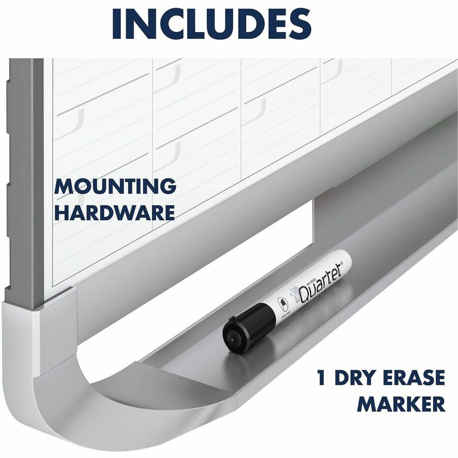 Monthly - 4 Month - White, Graphite - Steel - 24" Height x 36" Width - Magnetic, Durable, Ghost Resistant, Stain Resistant, Marker Tray, Maintenance Schedule