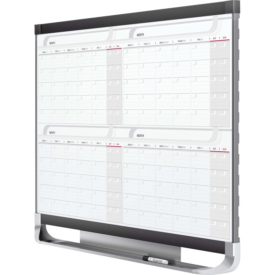 Monthly - 4 Month - White, Graphite - Steel - 24" Height x 36" Width - Magnetic, Durable, Ghost Resistant, Stain Resistant, Marker Tray, Maintenance Schedule