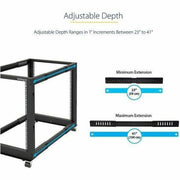 StarTech.com 12U 19" x 40" Floor Standing Open Frame Rack Cabinet, Black, Steel, 1 Each