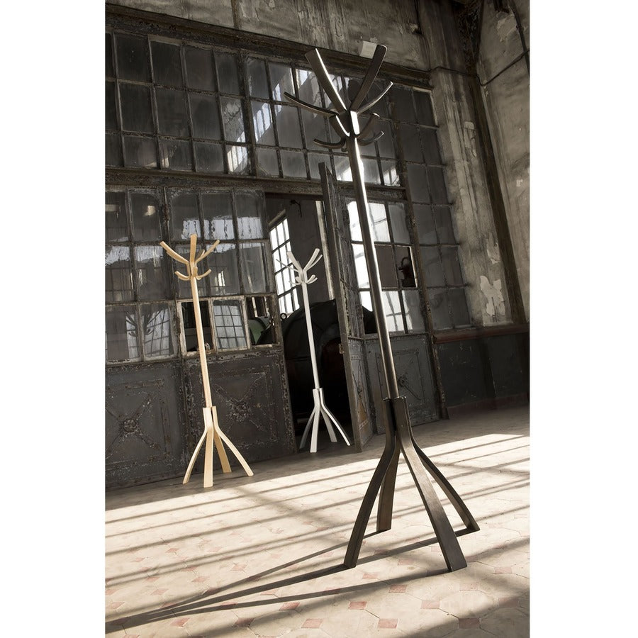 Alba High-capacity Wood Coat Stand, 5 Hooks, 71.7" Height, Wood, 1 Each