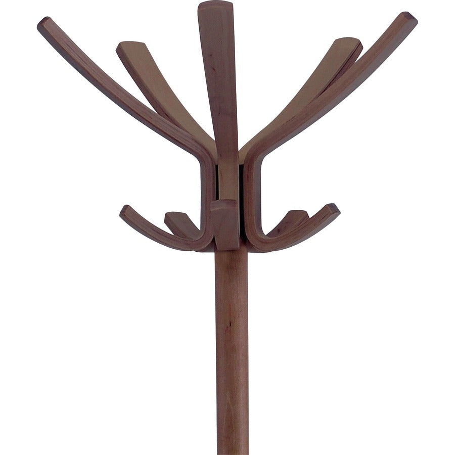 Alba High-capacity Wood Coat Stand, 5 Hooks, 71.7" Height, Wood, 1 Each