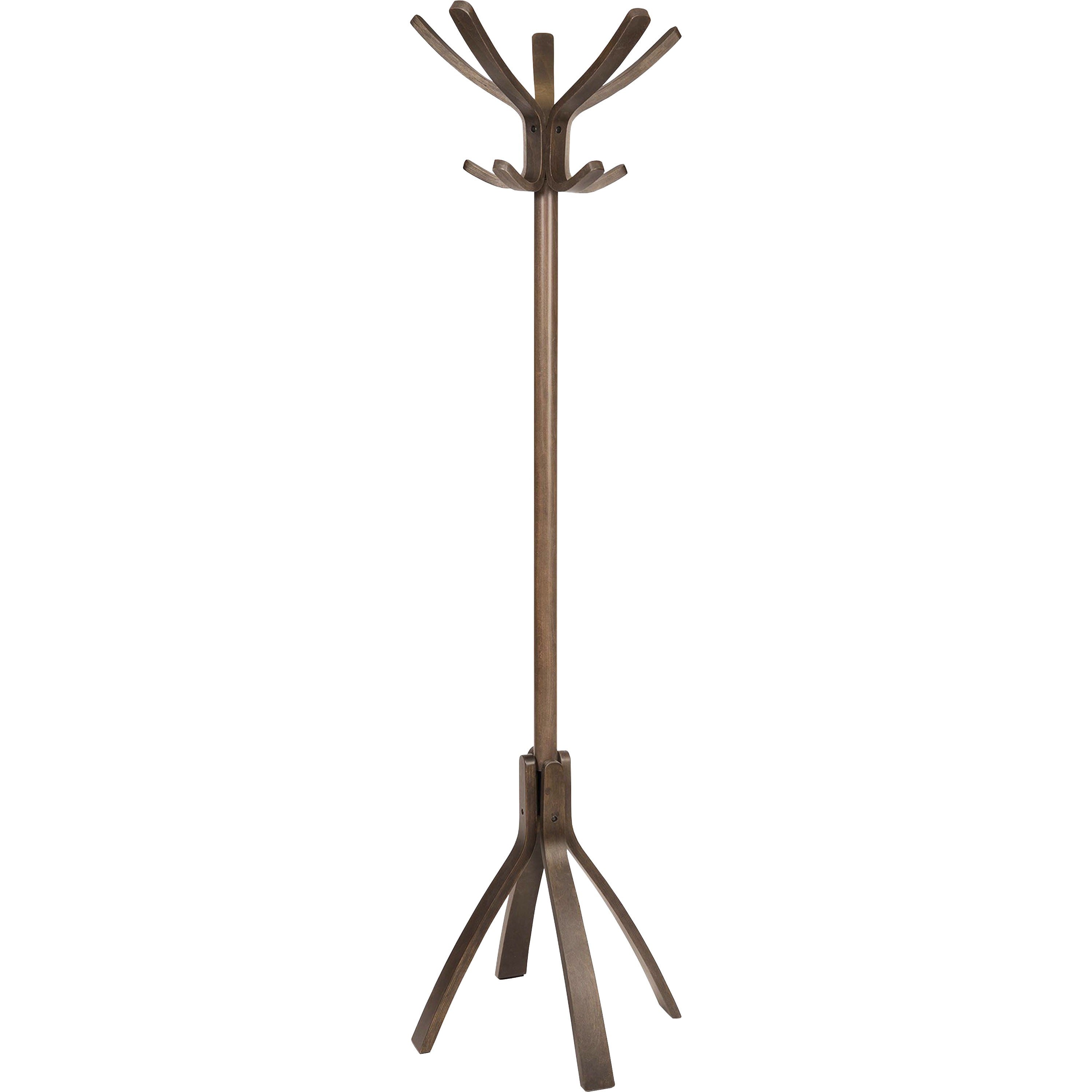 Alba High-capacity Wood Coat Stand, 5 Hooks, 71.7" Height, Wood, 1 Each