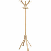 Alba High-capacity Wood Coat Stand, 10 Pegs, 48" Height, Light Brown, 1 Each
