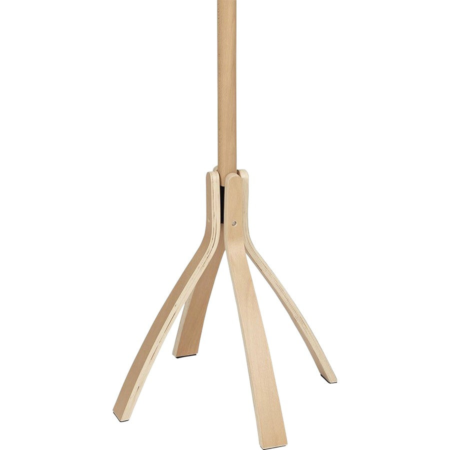 Alba High-capacity Wood Coat Stand, 10 Pegs, 48" Height, Light Brown, 1 Each