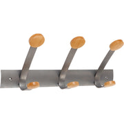 3 Hooks - 3 Pegs - 6.9" Height x 17.7" Width - for Coat, Clothes - Metal - Powder Coated - 1 Each