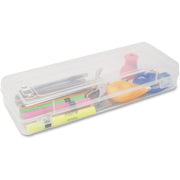 Internal Dimensions: 4.50" Width x 1.25" Height - External Dimensions: 13.4" Width x 5.6" Depth x 2.5" Height - Latch Lock, Clasp, Hinged Closure - Polypropylene - Clear - For Pen/Pencil, Artwork - 1 Each