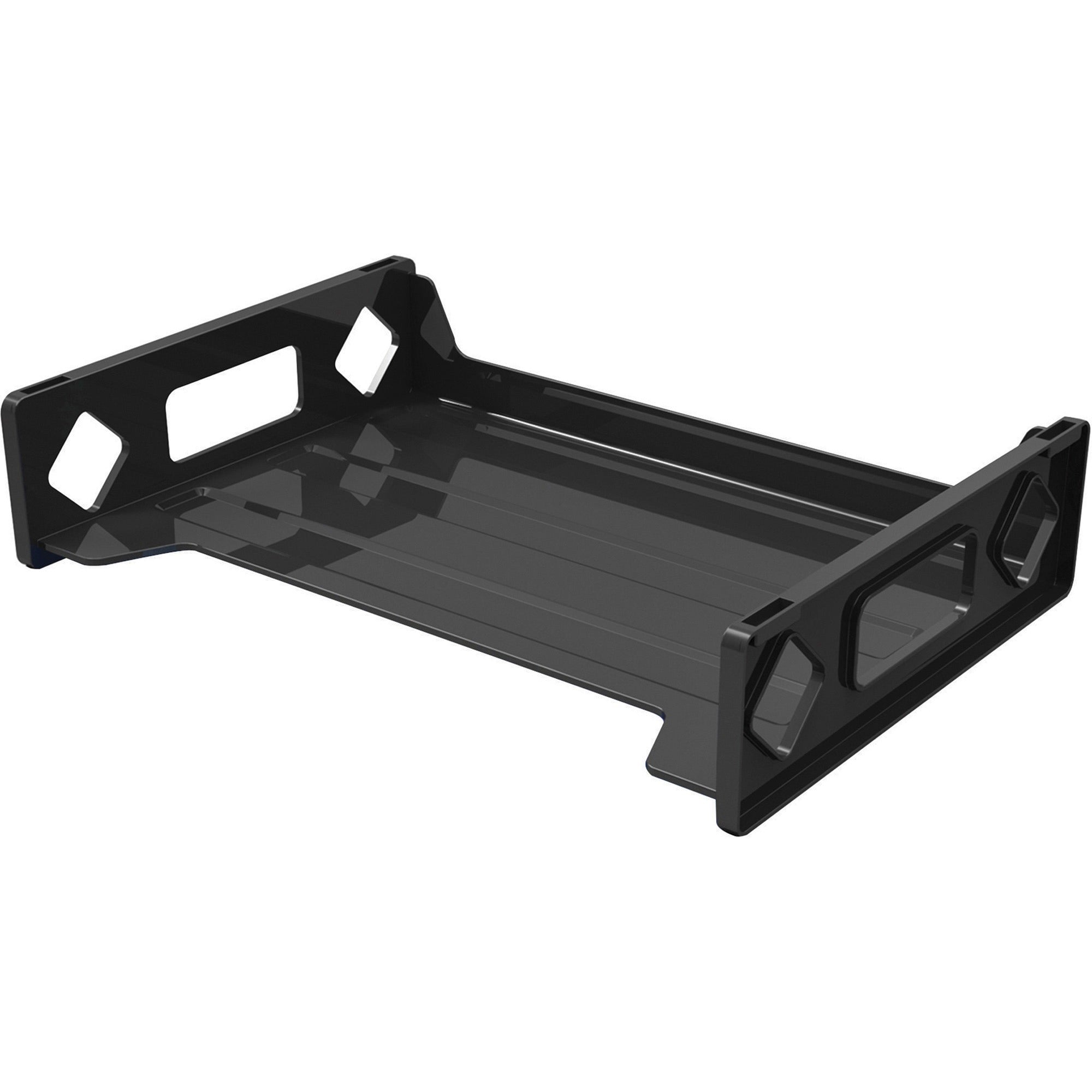 Deflecto Sustainable Office Stackable Desk Tray, 2.75" x 16.13" x 9", Black, 30% Recycled Plastic, 1 Each