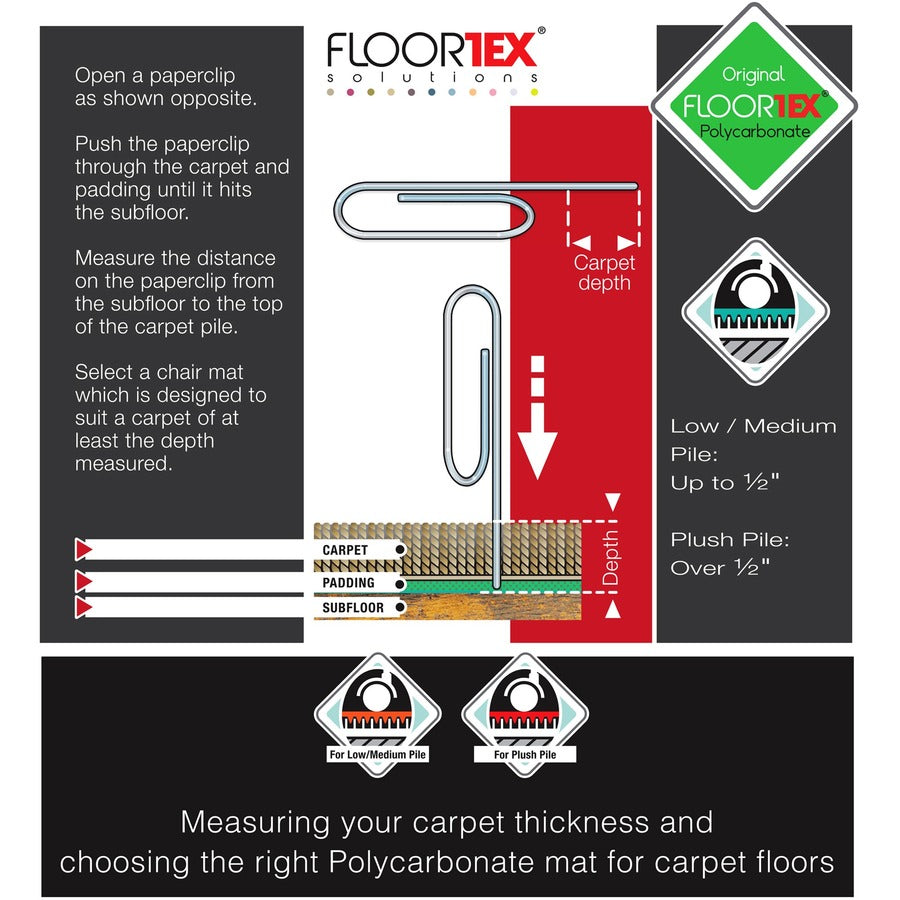 Carpet, Home, Office - 79" Length x 60" Width x 0.090" Depth x 0.090" Thickness - Rectangular - Polycarbonate, Polyvinyl Chloride (PVC) - Clear - 1 Each - TAA Compliant