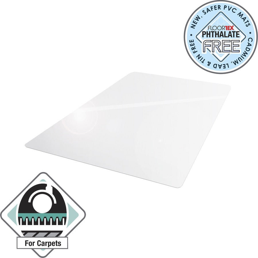 Floortex Computex&reg; Anti-Static Standard Pile Carpet PVC Rectangular Chair Mat