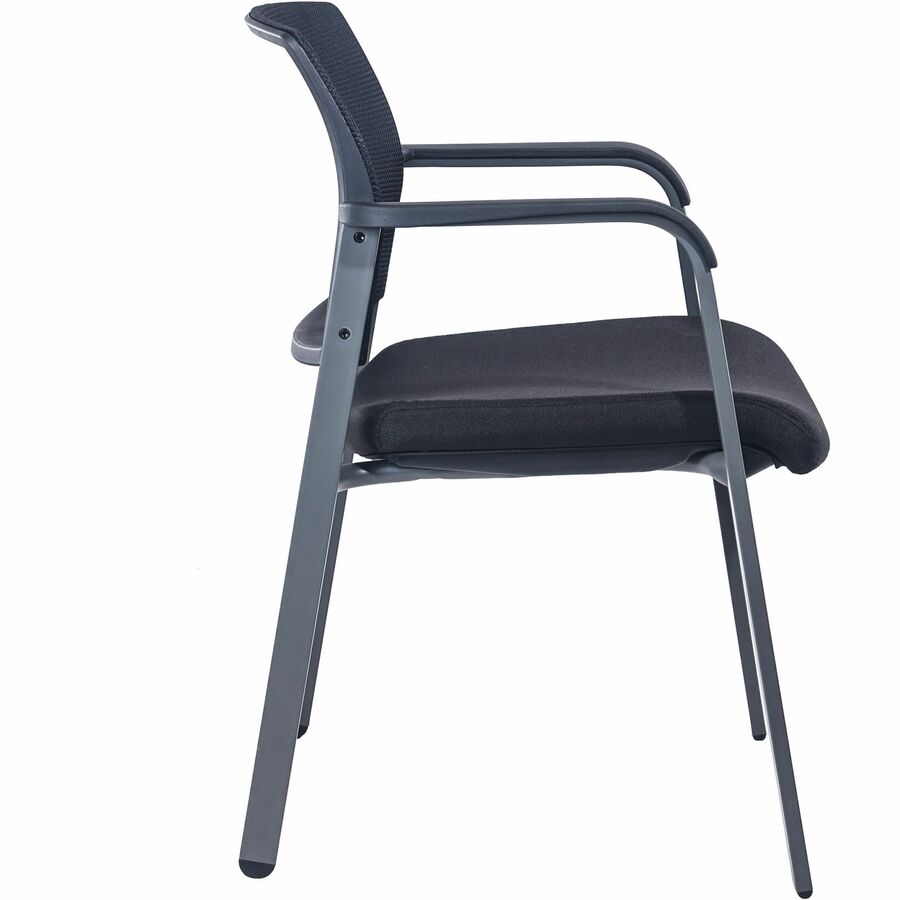 Lorell Mesh Back Guest Chair, Black Fabric Seat, Black Mesh Back, Fixed Nylon Armrests, 1 Each