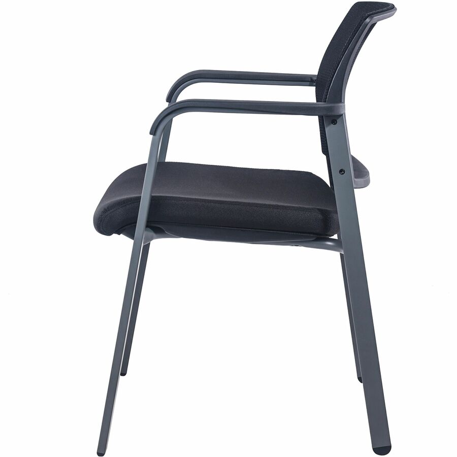 Lorell Mesh Back Guest Chair, Black Fabric Seat, Black Mesh Back, Fixed Nylon Armrests, 1 Each