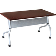 Lorell Flip Top Training Table, Rectangle, 23.6" x 60", Four-Leg Metal Base, Mahogany Melamine Top, 29.5" Height, 1 Each