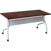Lorell Flip Top Training Table, Rectangle, 23.6" x 72", Mahogany, Melamine Top, Four-Leg Metal Base, 29.5" Height, 1 Each
