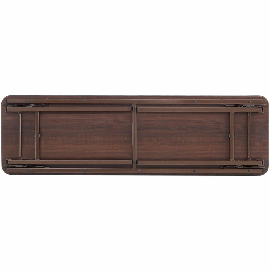 Lorell Economy Folding Banquet Table, Mahogany, 60" x 18" x 29", Melamine Top, Steel Frame, 1 Each