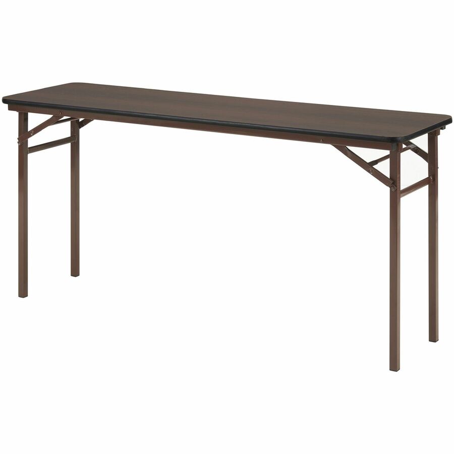 Lorell Economy Folding Banquet Table, Mahogany, 60" x 18" x 29", Melamine Top, Steel Frame, 1 Each